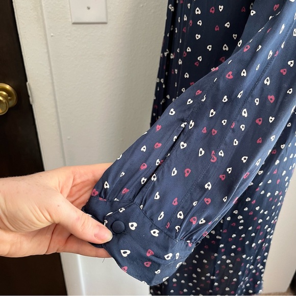 Zadig & Voltaire Ramia Heart Printed Button Navy Shirt Dress Womens Size Medium - Picture 5 of 12